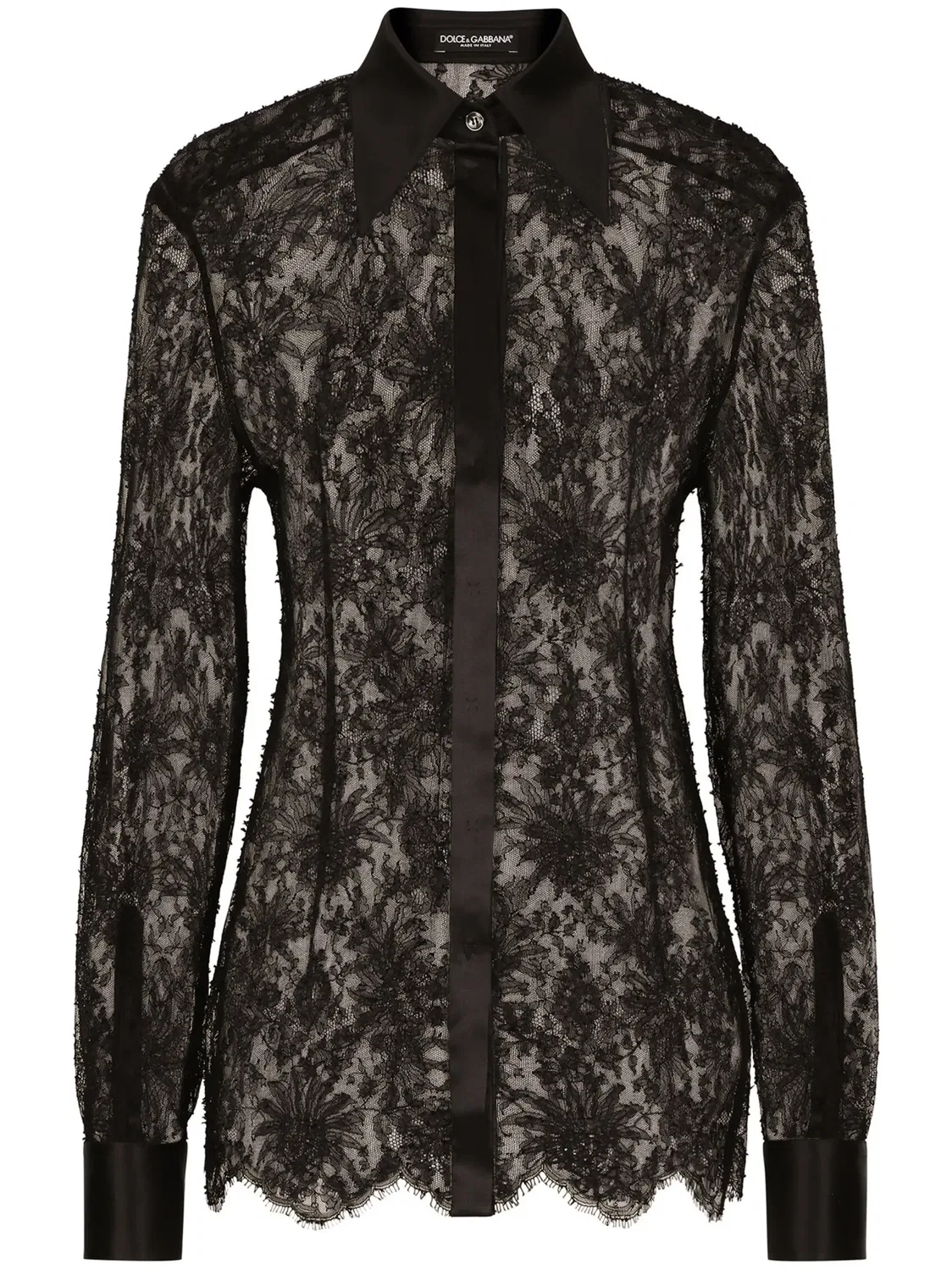 Dolce & Gabbana Рубашка полупрозрачная кружевная, черная