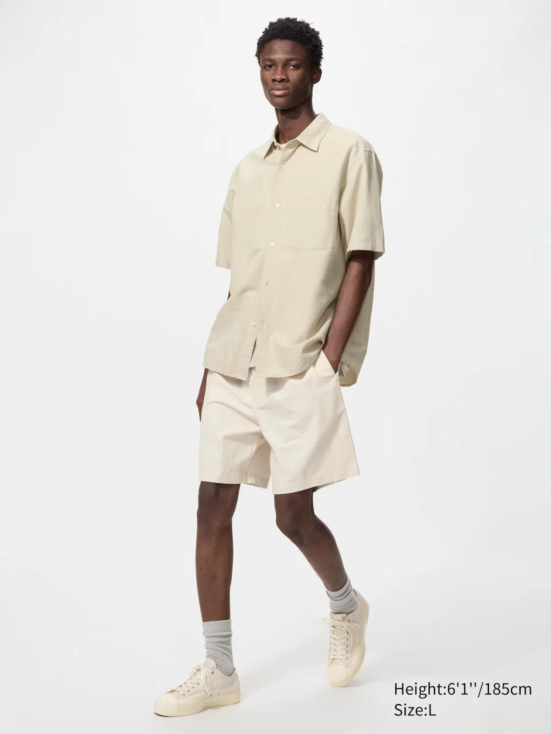 Шорты Uniqlo, удобные из смесовой льняной ткани, натуральный
