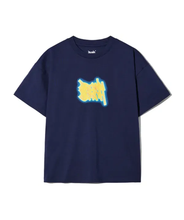 Футболка с неоновым принтом, Kids Neon Tag Tee, Brownbreath Kids, темно-синий — фото 2