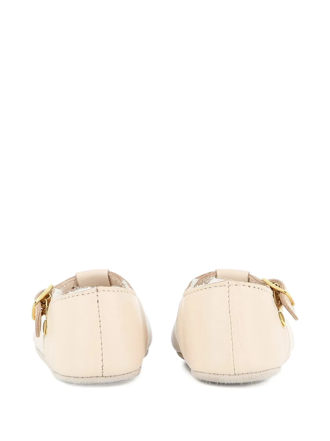 Слиперы с вышивкой и пряжками Chloé Kids, нейтральные цвета — фото 2