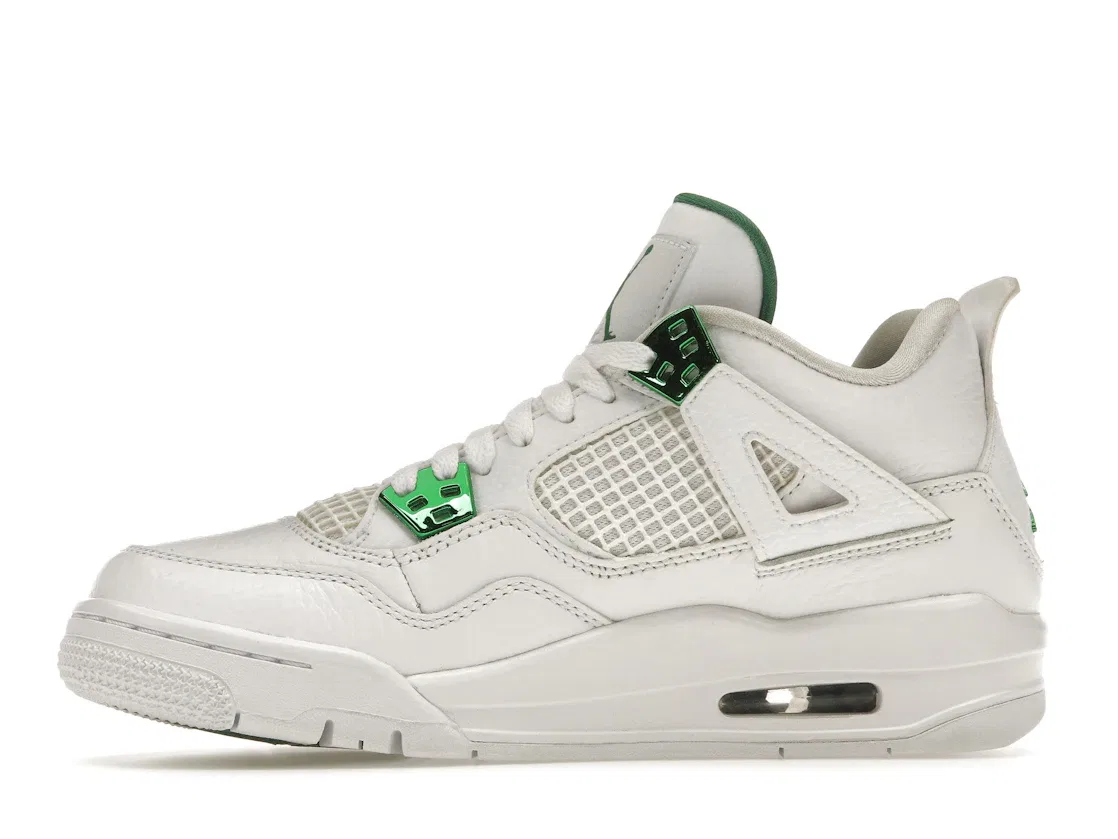 Детские кроссовки Lifestyle с металлическими акцентами Jordan 4 Retro Jordan, White/Metallic Silver-Pine Green — фото 3