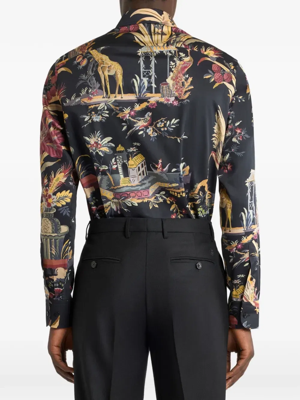 Атласная рубашка с принтом Etro, черный — фото 3