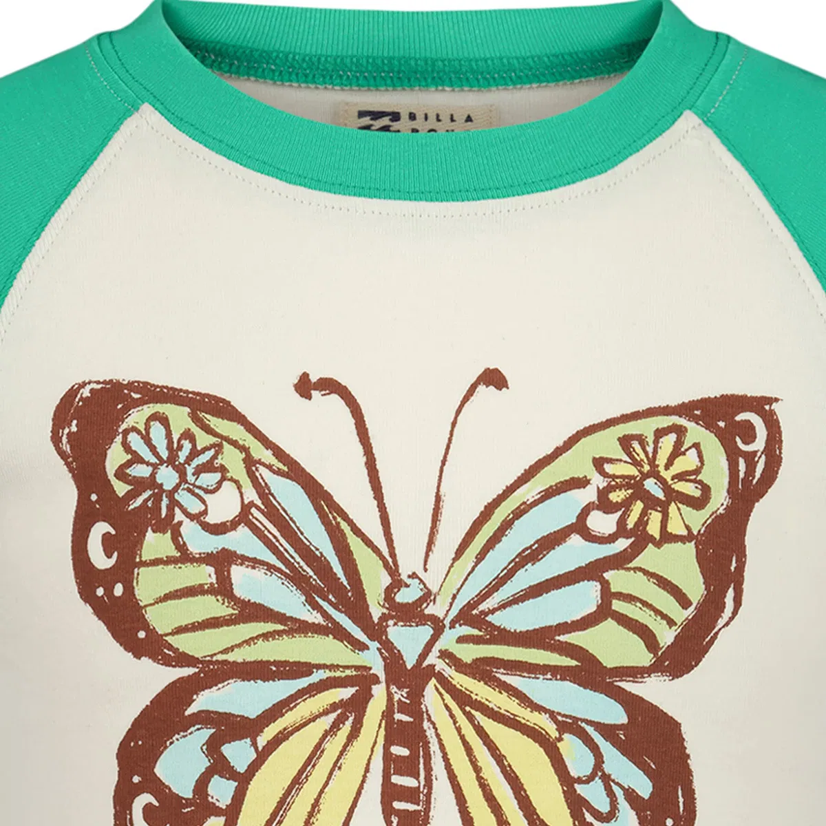 Детская футболка для девочек с принтом Butterfly Stamp T-Shirt Billabong, Gumdrop Green — фото 3