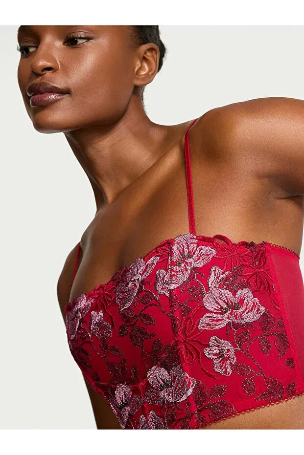 Женский топ-бюстье с цветочным принтом Victoria'S Secret, Red Flower Embroidered — фото 3