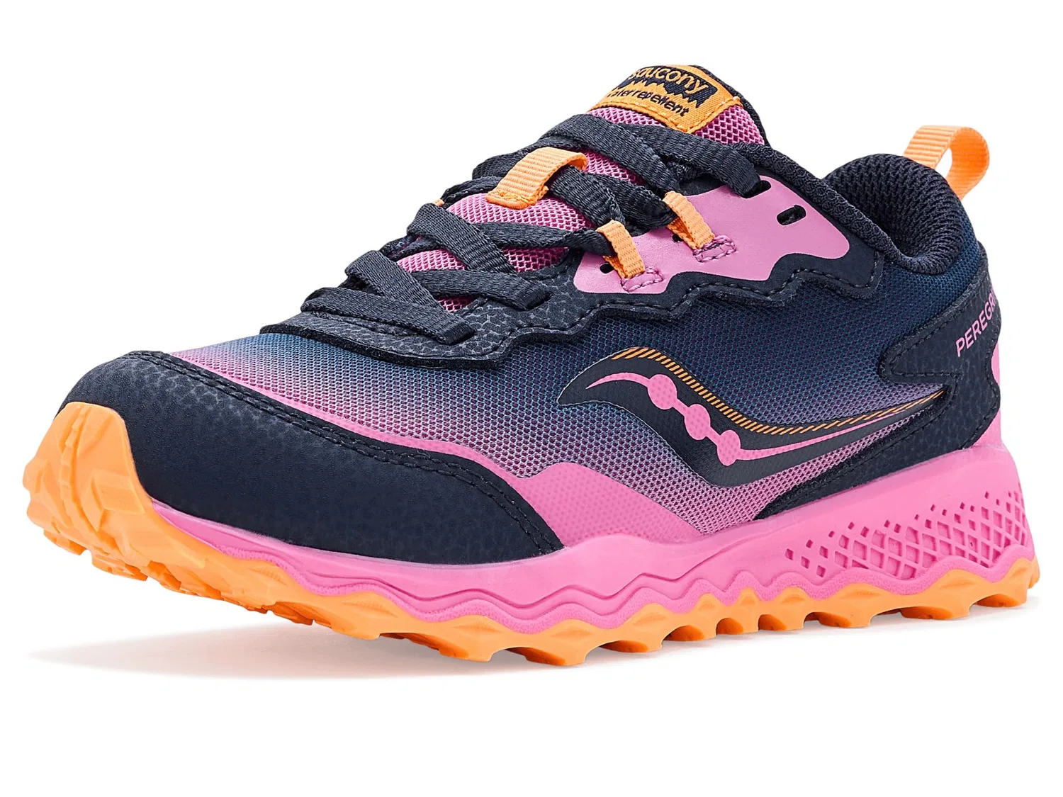 Детские кроссовки для мальчиков с верхом из кожи и сетки Saucony Axon 3, Navy Blue Pink