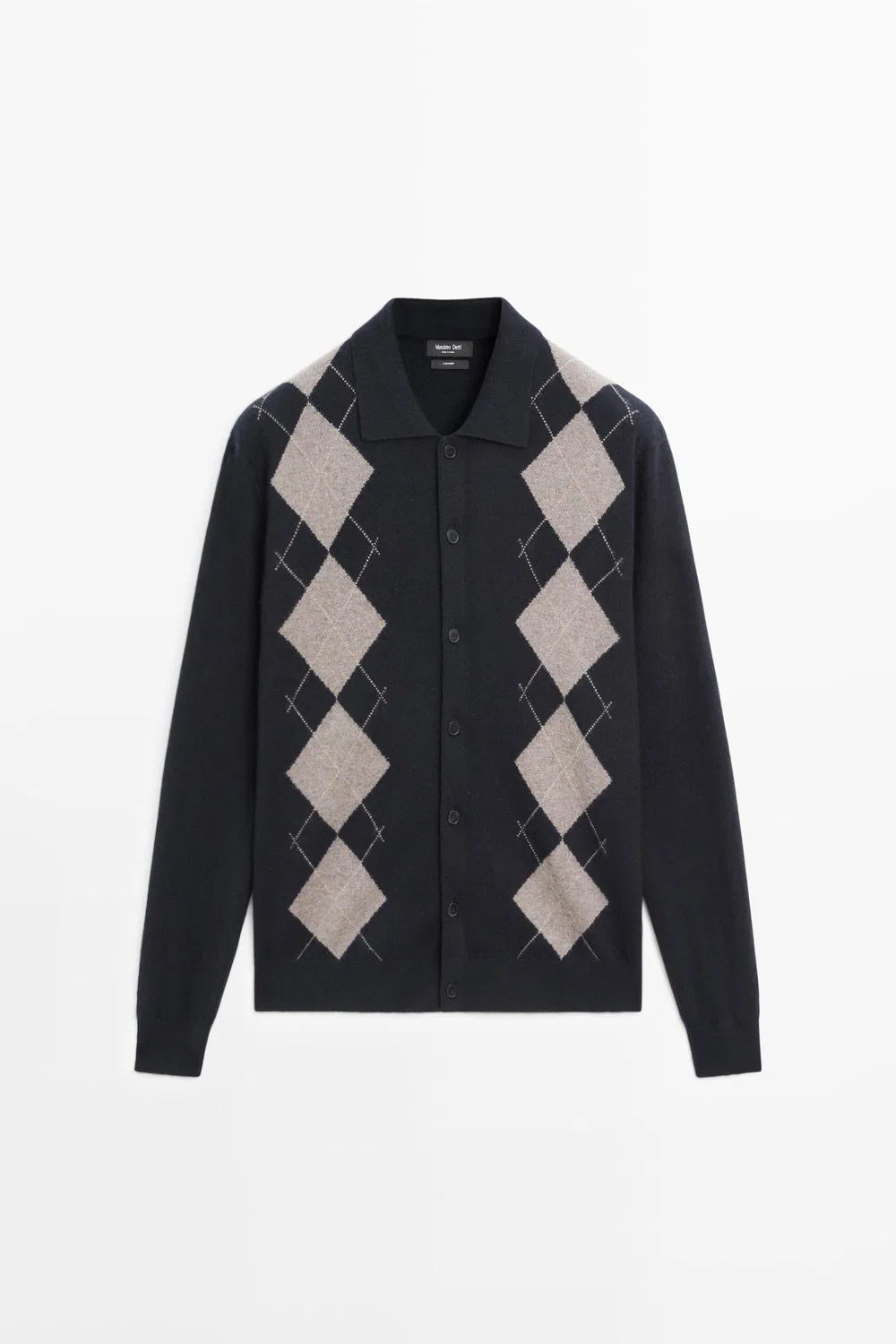 Кардиган Massimo Dutti 100% Cashmere Argyle Knit, темно-синий — фото 2