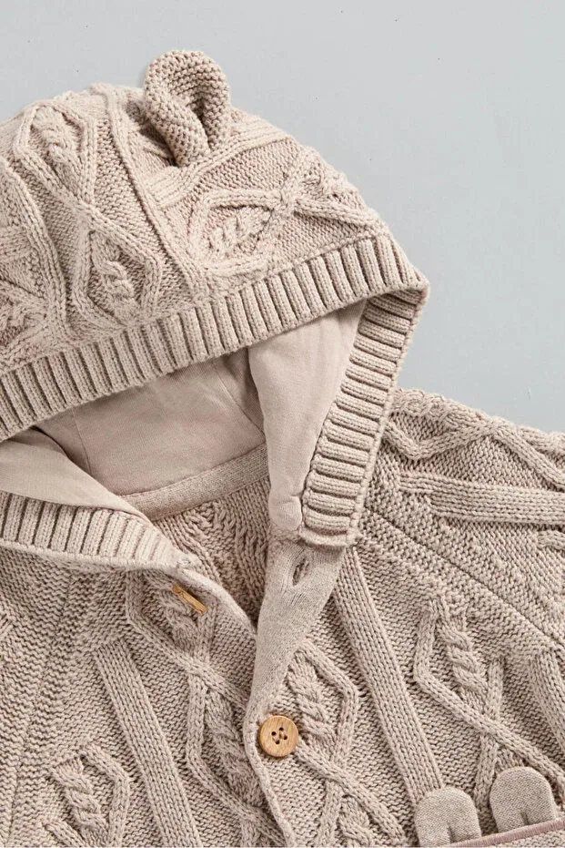 Детский кардиган с капюшоном Cable Knit Mothercare, Brown — фото 2