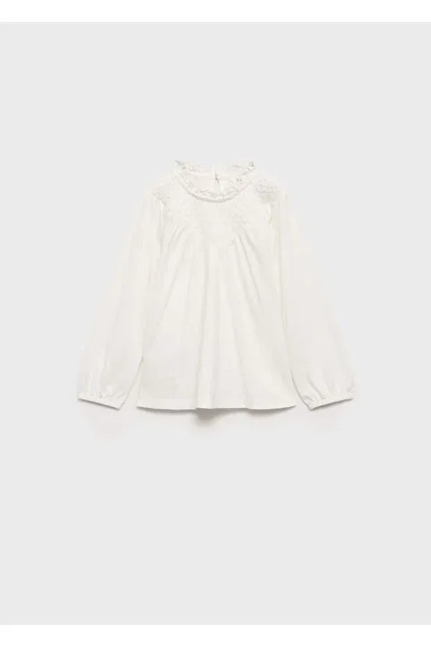 Детский лонгслив с геометрическим принтом Mango Baby, Off White — фото 2