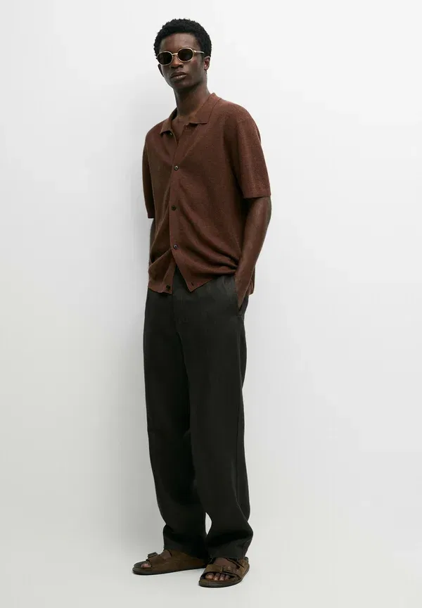 Рубашка из льна, хлопка и лиоцелла Shirt Massimo Dutti, коричневый — фото 2