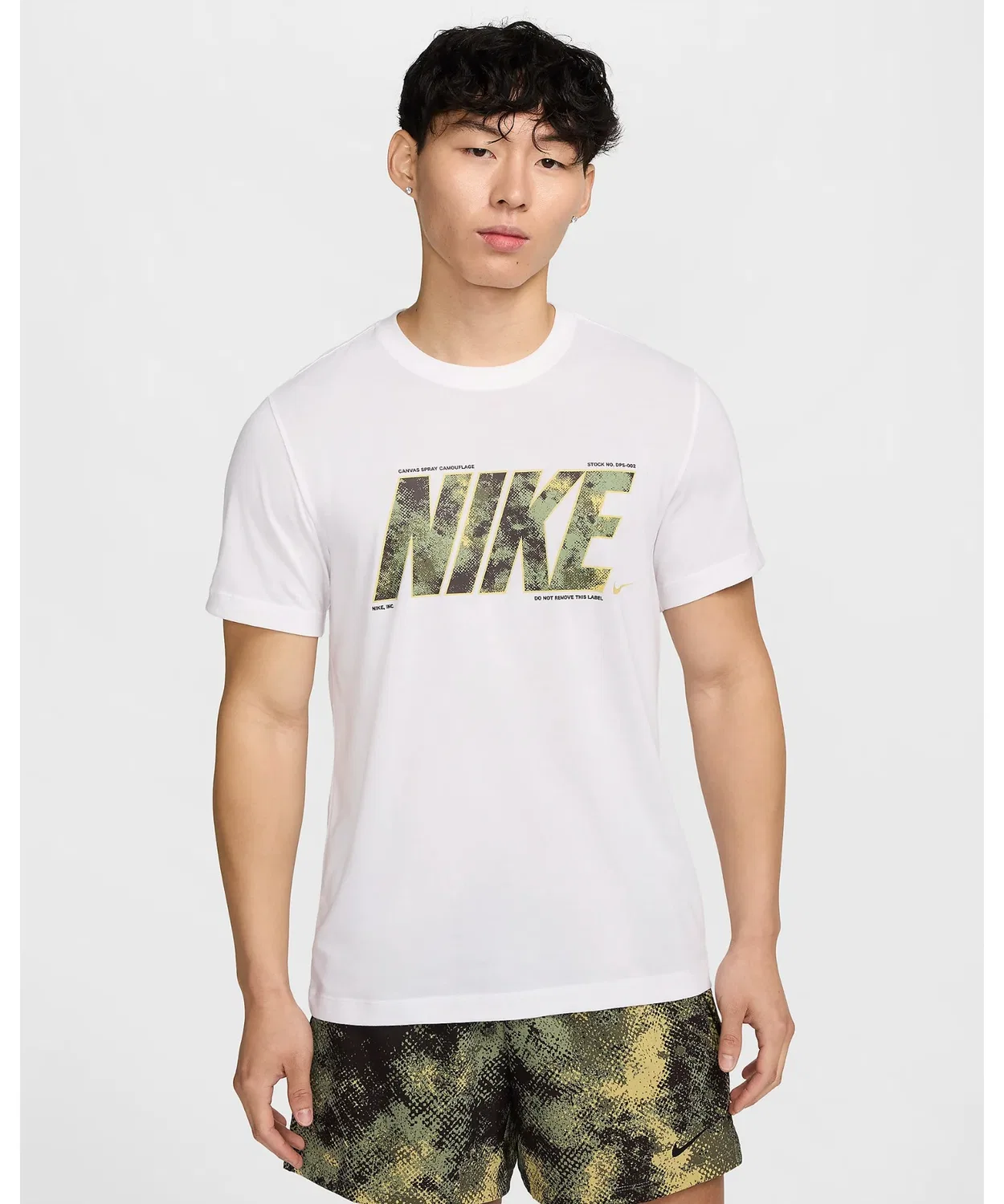 Мужская футболка с принтом Nike Dri-FIT, модель DF Camo S/S NIKE, Белый — фото 3