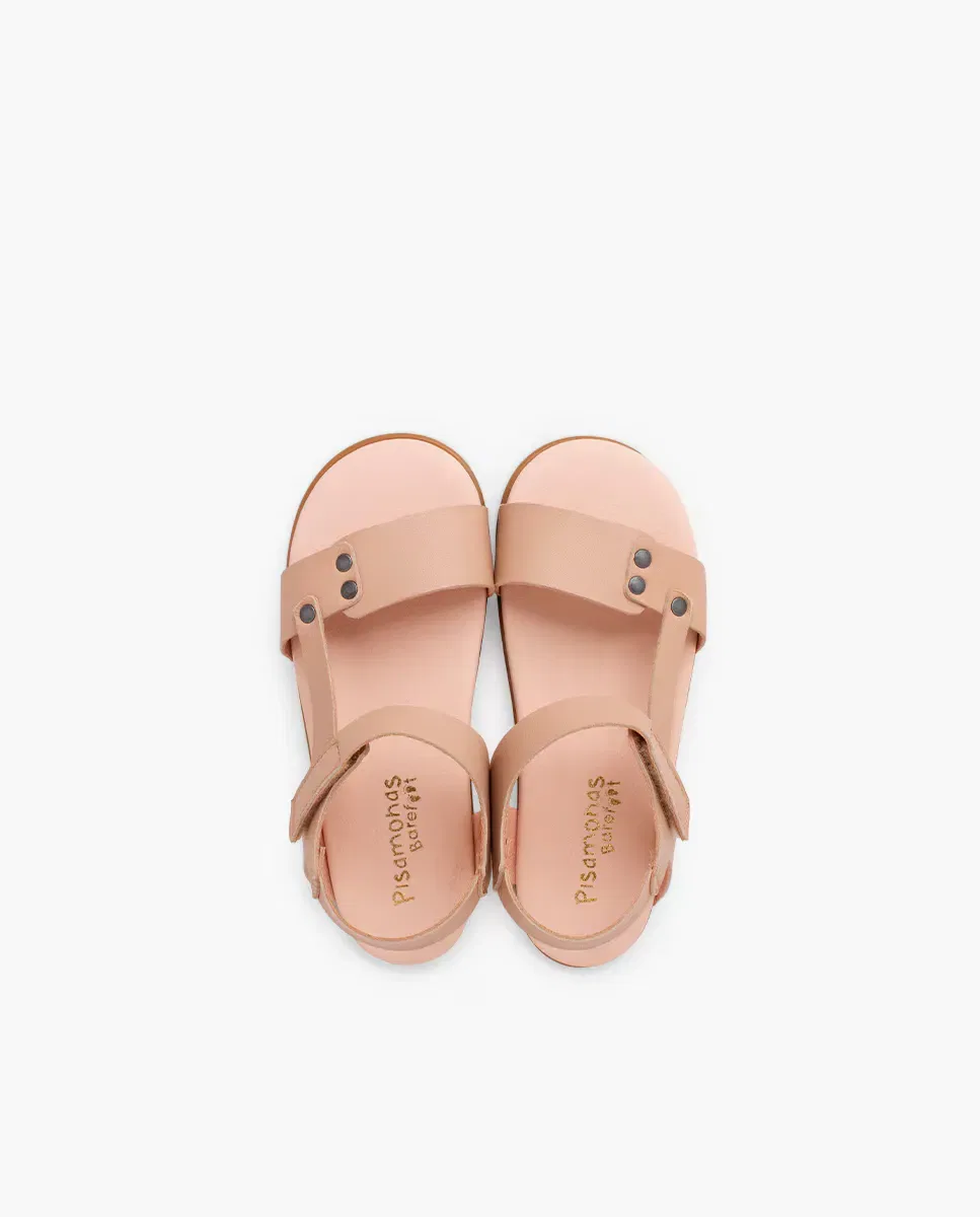 Детские сандалии для девочек barefoot с принтом Pisamonas, Beige — фото 4