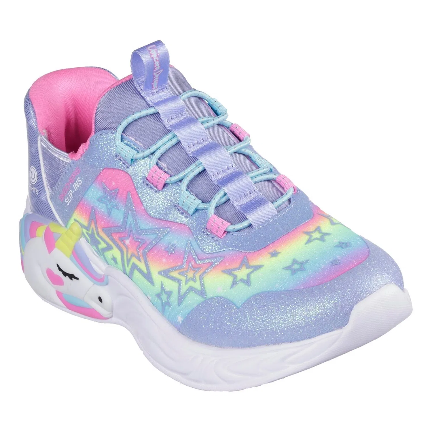 Детские слипоны с единорогом Skechers, Lavender Multi