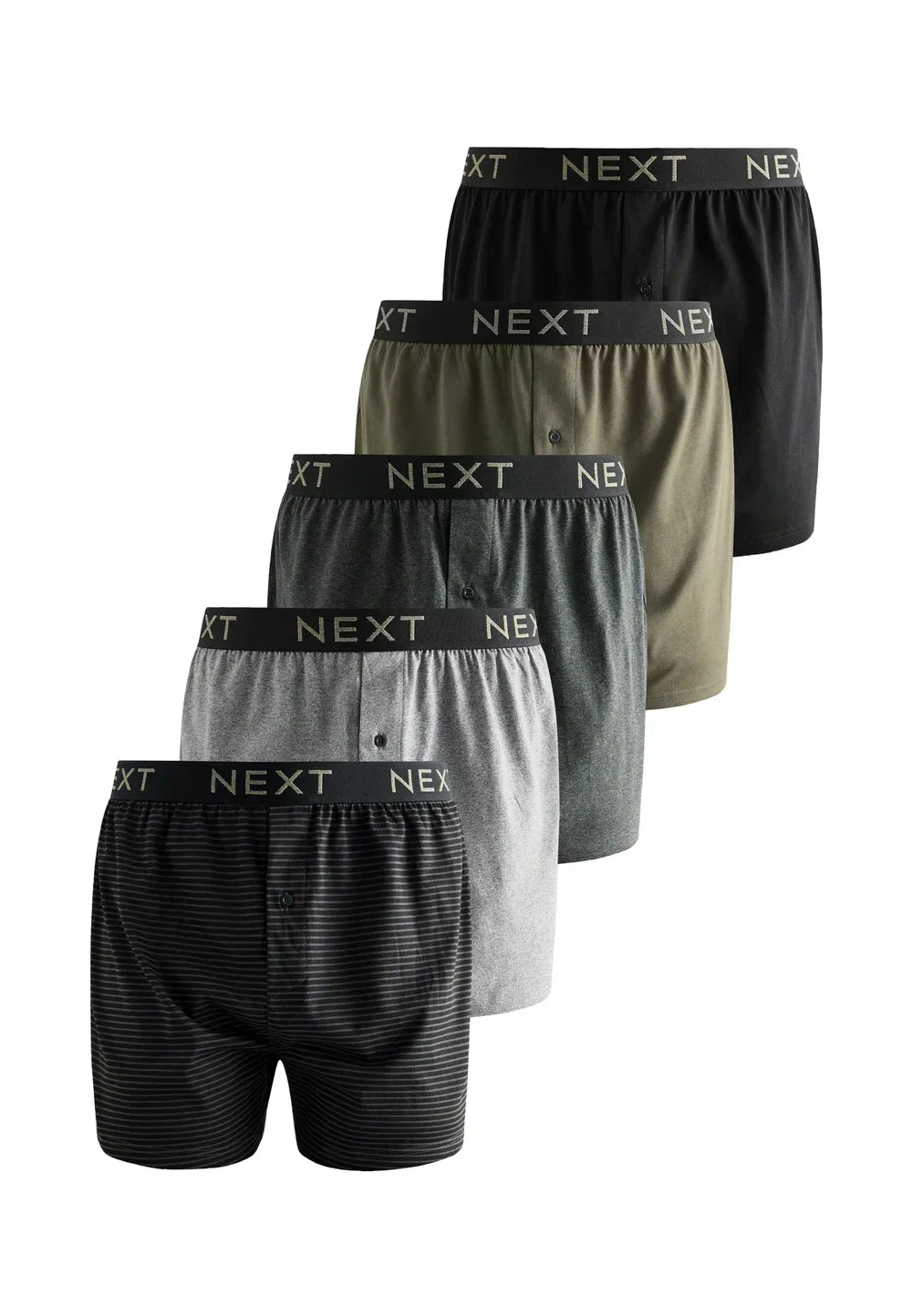5 штанов в упаковке Next, Green Stripe Marl