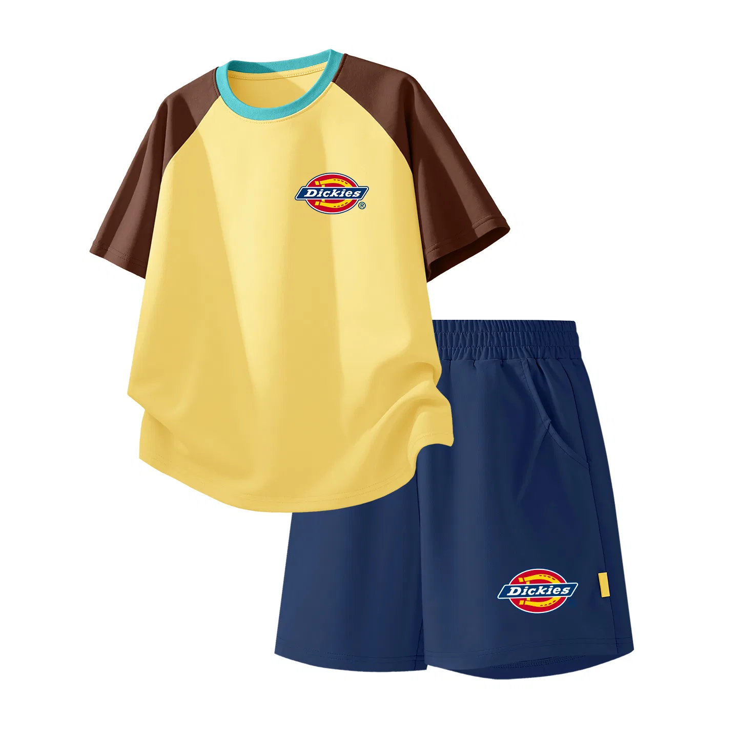 Детский спортивный комплект из 2 предметов с длинным рукавом Dickies, Standard K Brown Yellow/Deep Sea Blue
