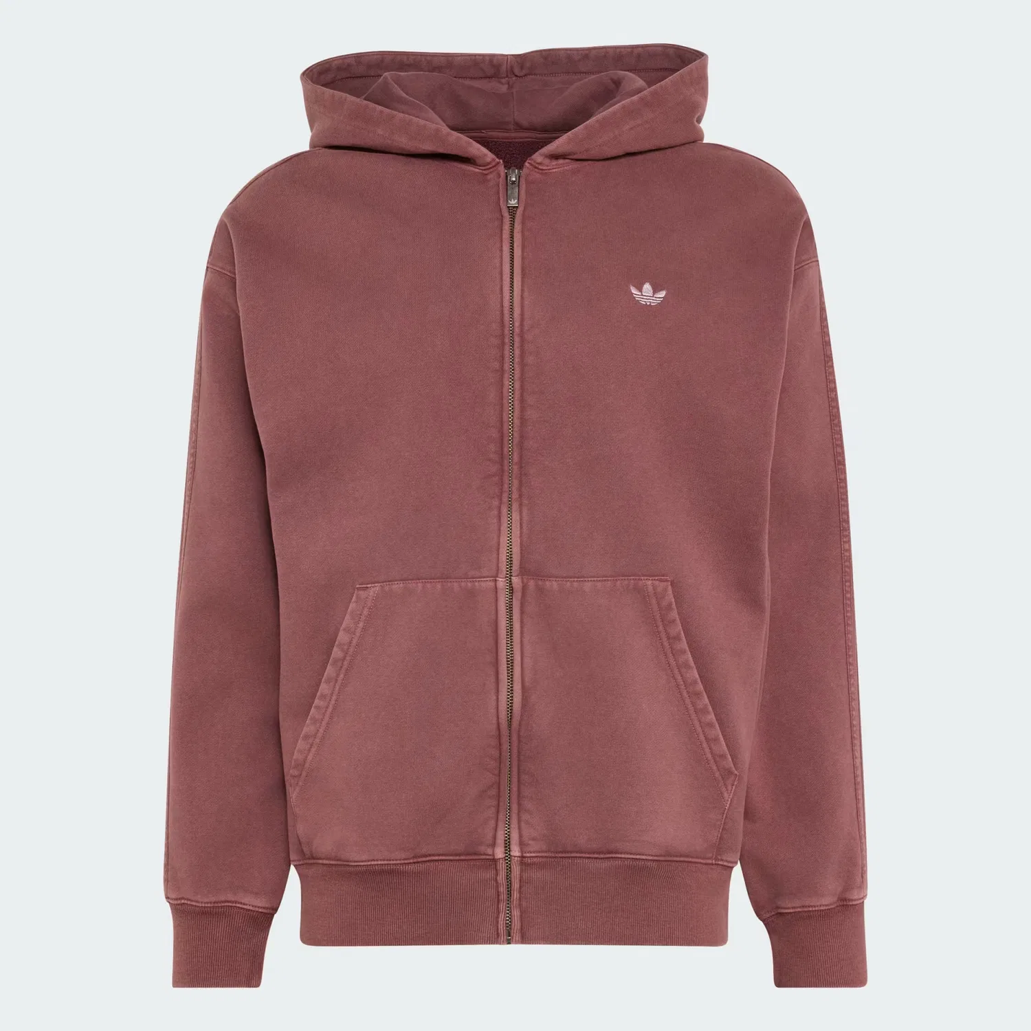 Мужское худи на молнии свободного кроя Trefoil Essentials Adidas Originals, бордовый — фото 4