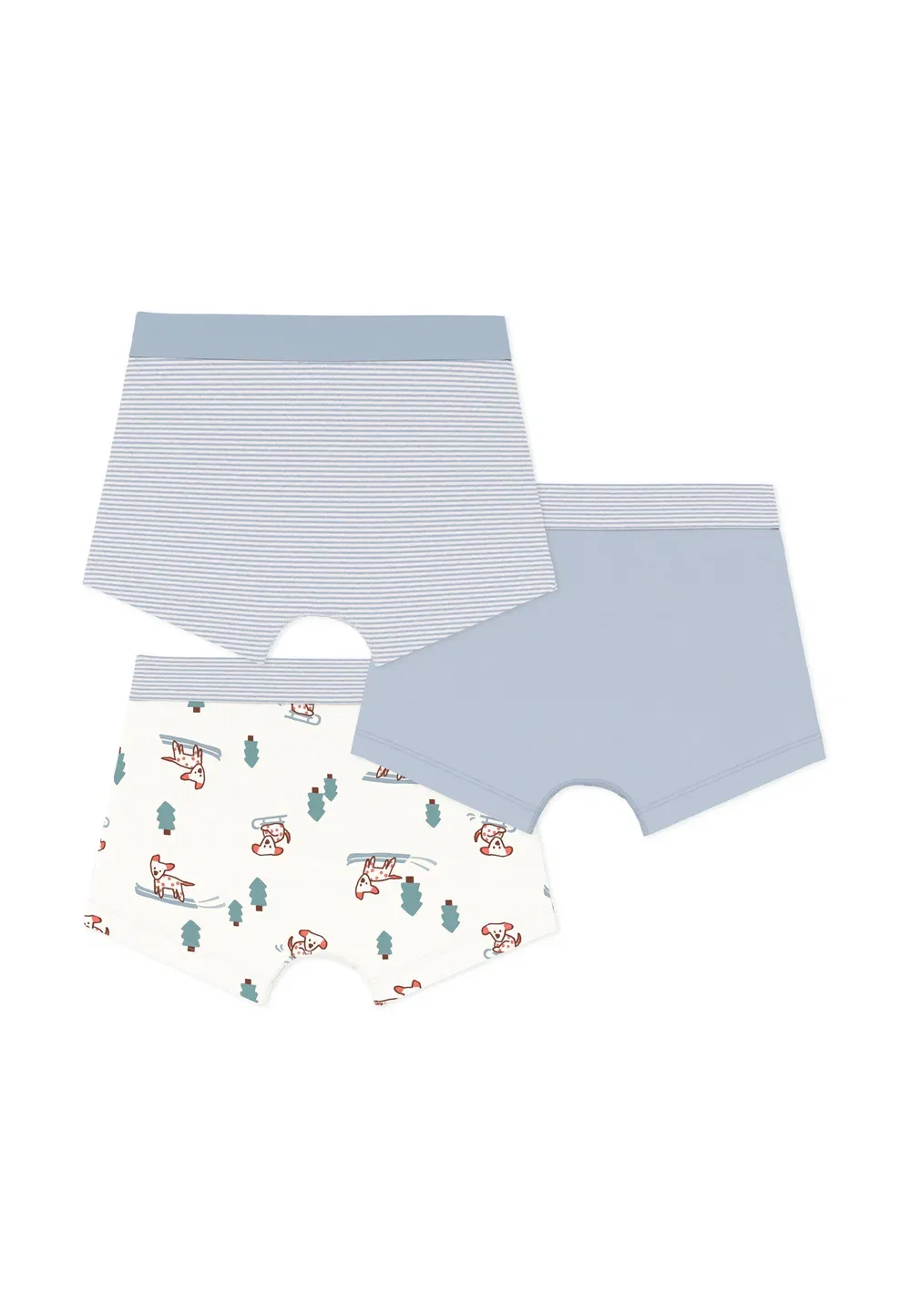3 шт. - трусы Petit Bateau, Skyblue White — фото 2