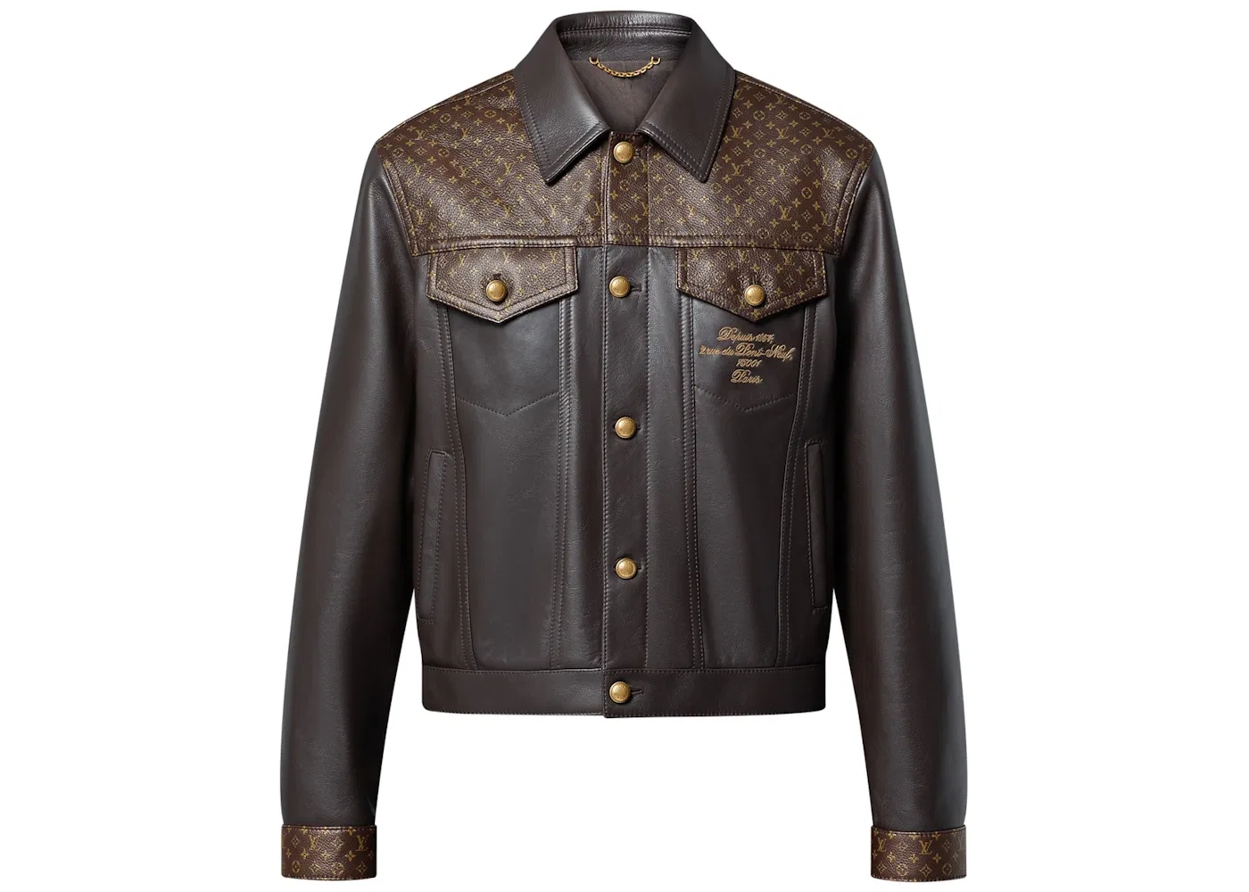 Мужская кожаная куртка с декором Jacket Louis Vuitton, Dark Brown