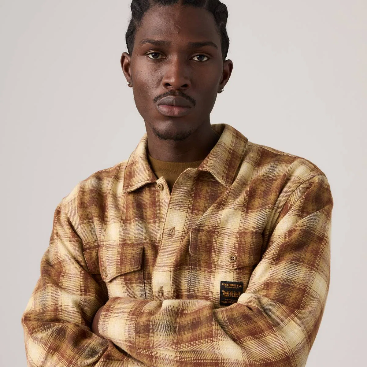 Свободная фланелевая рабочая рубашка с длинными рукавами Levi's, Abilene Plaid Dull Gold - Multi-Color — фото 2