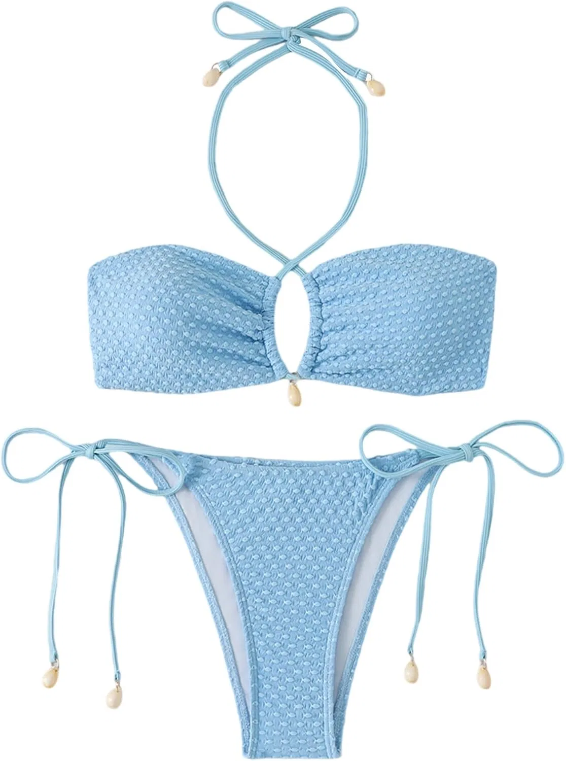 Женский бикини-сет с треугольным топом и стрингами, Light Blue