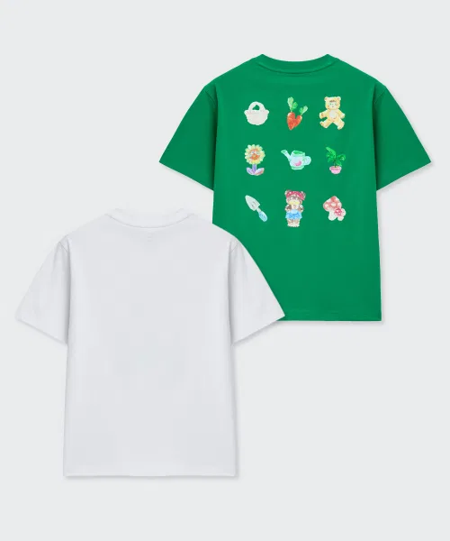 Детский комплект футболок с коротким рукавом с принтом Slocoster Collab Relaxed T-Shirt 2-Pack MUSINSA STANDARD KIDS, Другой — фото 2