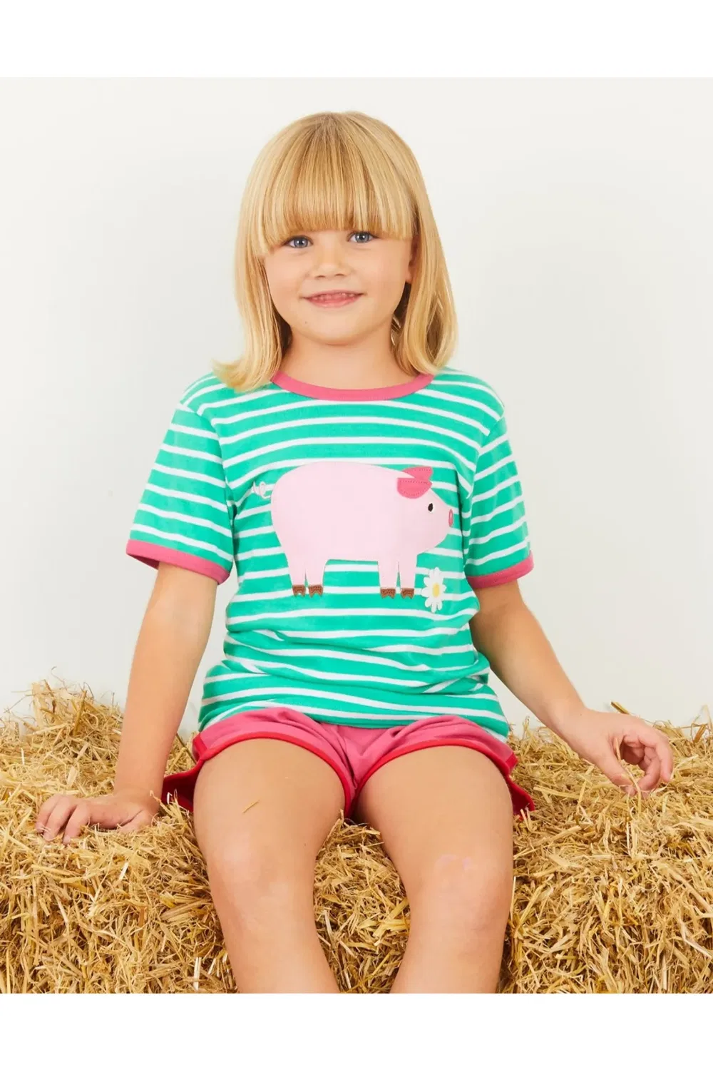 Детская футболка с аппликацией Pig с коротким рукавом Toby Tiger, Multi — фото 2