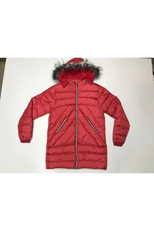 Детское пальто для девочек с капюшоном Winter Zipper Hooded Double Pockets Welsoft Lining Water And Wind Resistant Girl'S Coat Jacket Baby Slon Kids Clup, Red