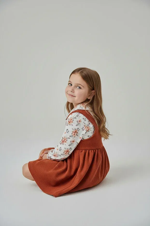 Детское платье-жилет из вельвета с длинным рукавом Neva Baby&Kids, Brown — фото 3