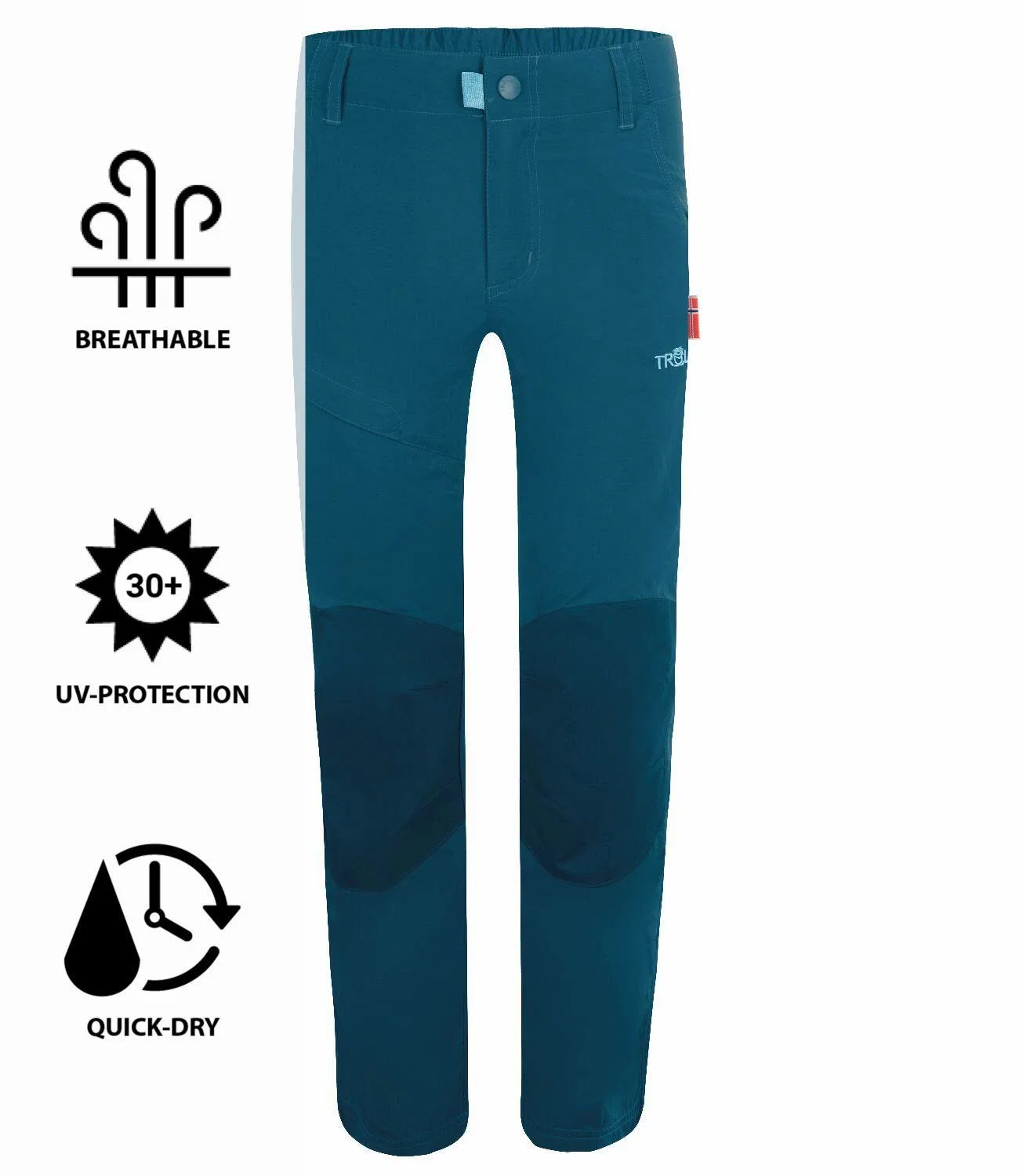 Детские треккинговые брюки с усилением Trollkids Kids Hammerfest Pants PRO Slim Fit, Petrolblau — фото 3