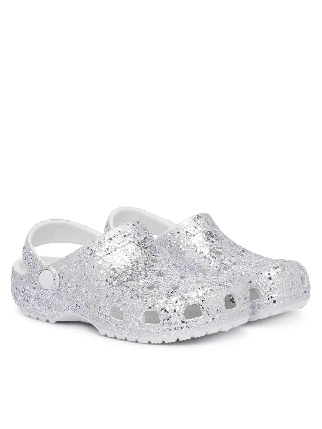 Шлепанцы для девочки Classic Dazzle Glitter Clog Crocs, серебристый — фото 2