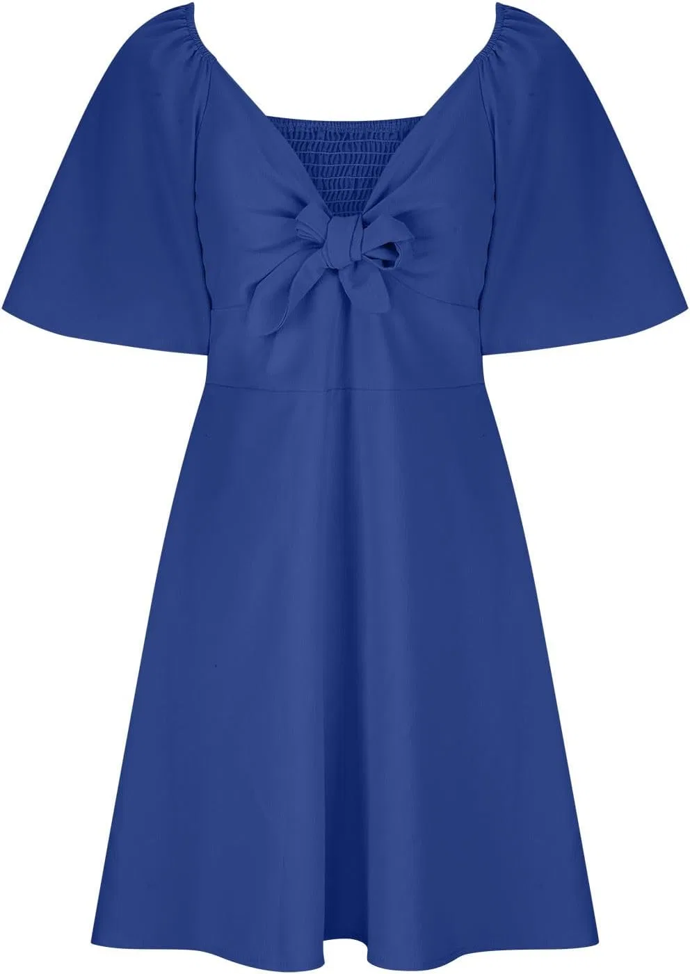 Женское летнее мини-платье с V-образным вырезом A-line, Blue — фото 3