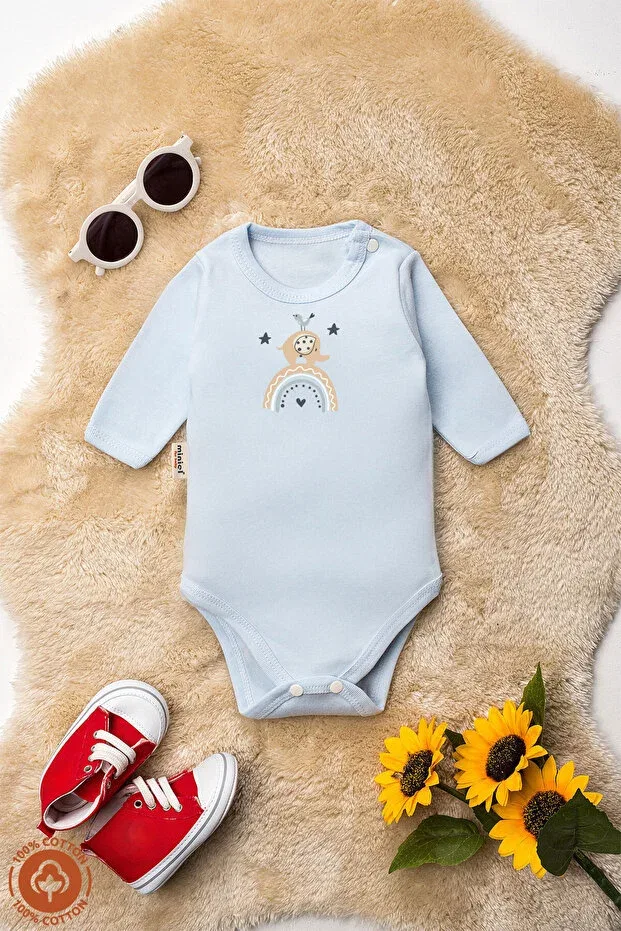 Детский комплект боди с длинным рукавом с принтом Miniel Organic, Blue — фото 4