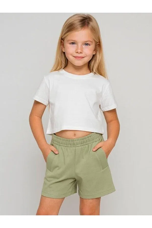 Детские шорты для девочек хлопковые Zekids, Green — фото 4