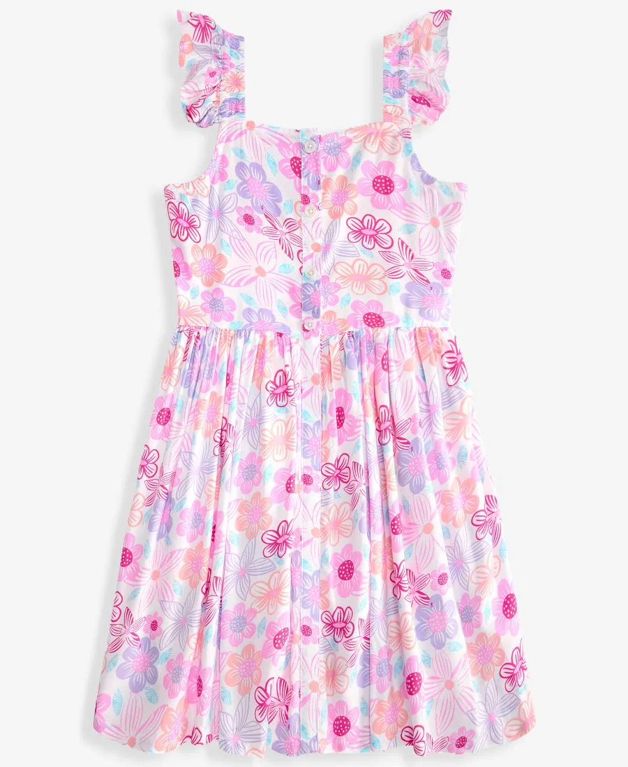 Платье-кнопка с принтом Tropical Floral Epic Threads, Bright White