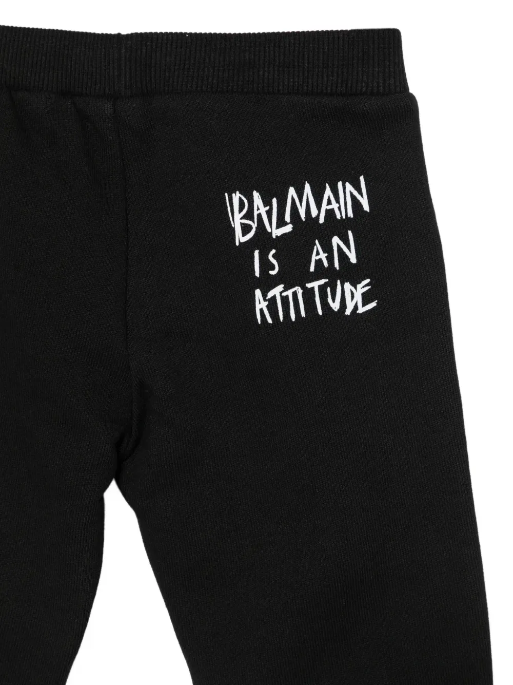 Хлопковые спортивные штаны с надписью Balmain Kids, черный — фото 3
