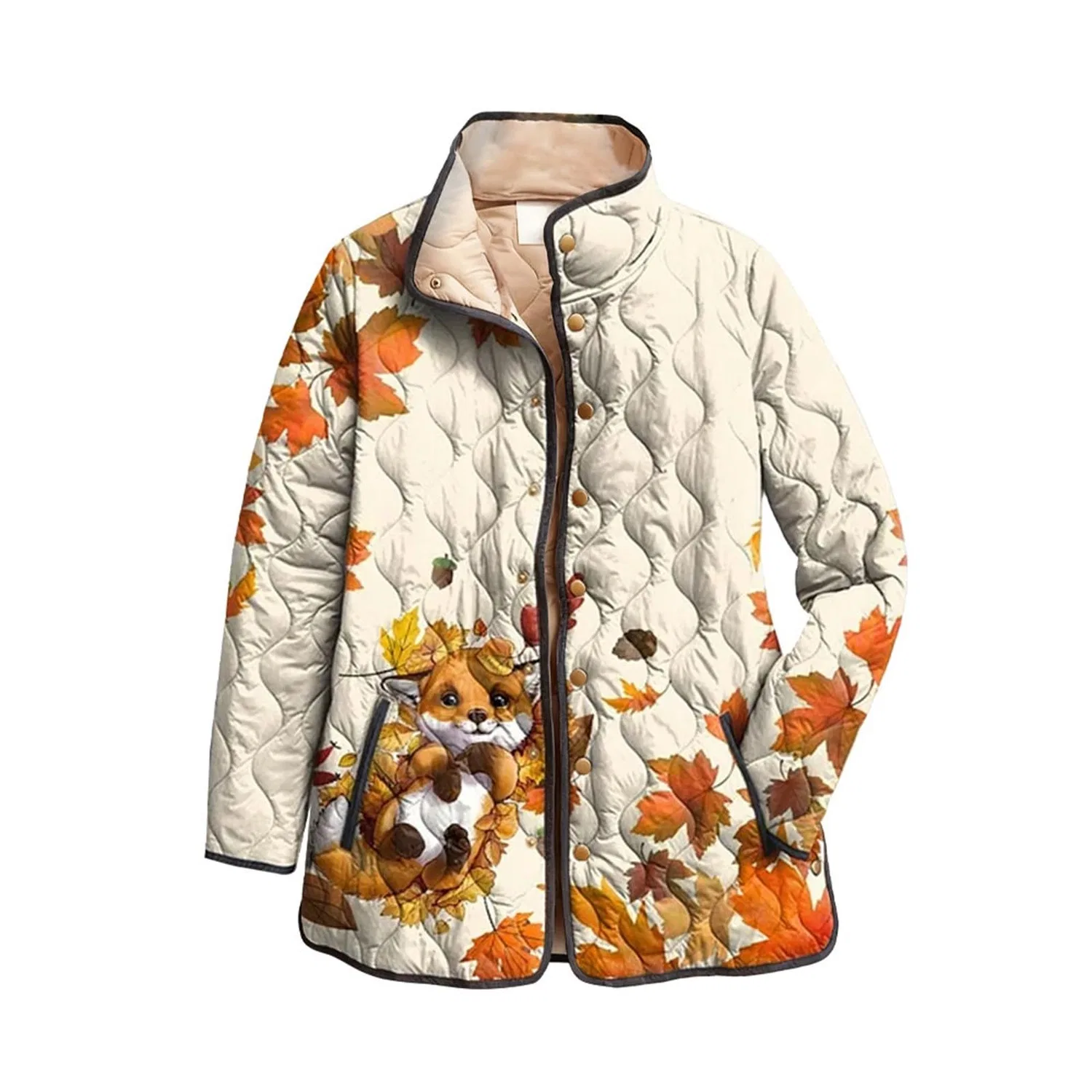 Женское стеганое пальто с принтом Oversize Casual, White