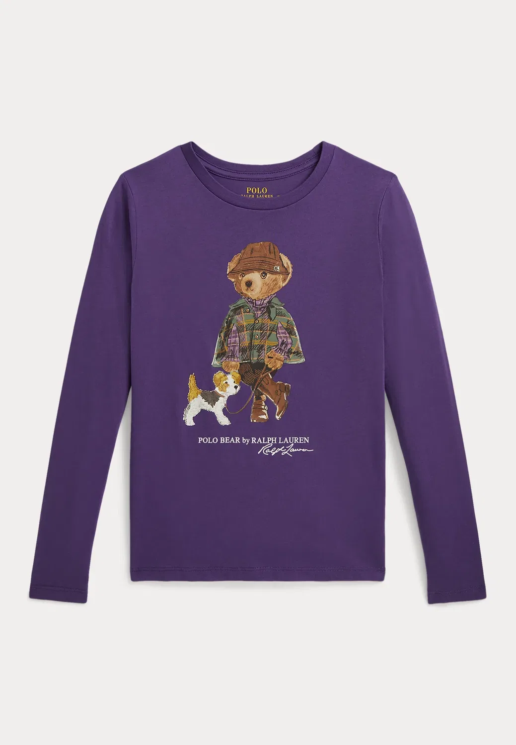 Хлопковая футболка с длинными рукавами Polo Bear, размер 7-14 лет Polo Ralph Lauren, Valley Purple