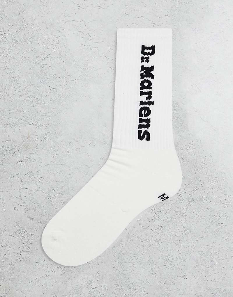 

Белые носки унисекс с вертикальным логотипом Dr Martens