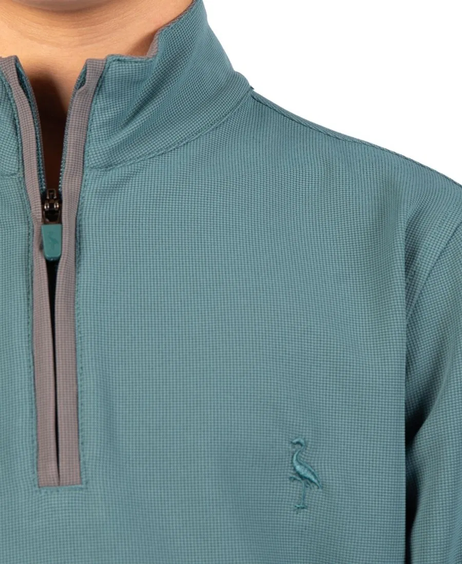 Свитшот с четверть-застежкой Micro Grid Textured Performance Quarter Zip Tailorbyrd, Jade Mist — фото 4