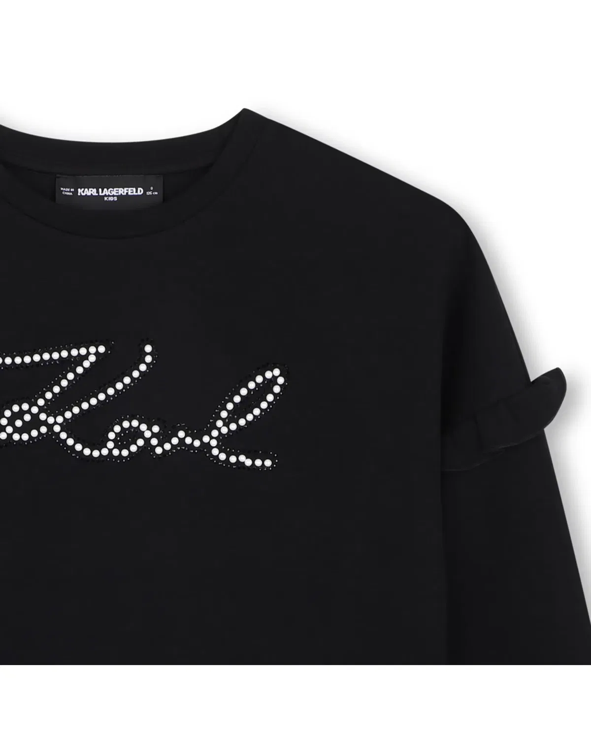 Детское худи для девочек с принтом Karl Lagerfeld Kids, Negro — фото 2