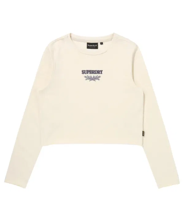 Футболка с длинным рукавом, выбеленная, Superdry, кремовый — фото 2