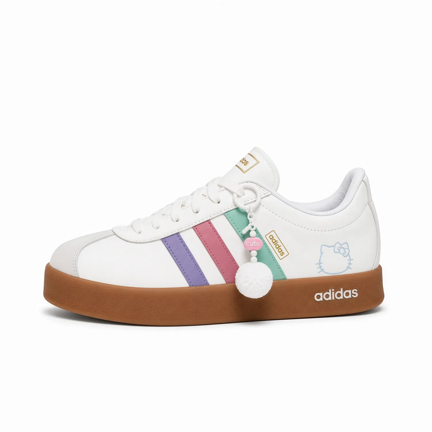 Детские кроссовки с принтом модель Vl Court Classic German Army Trainers Adidas, Rainbow — фото 3