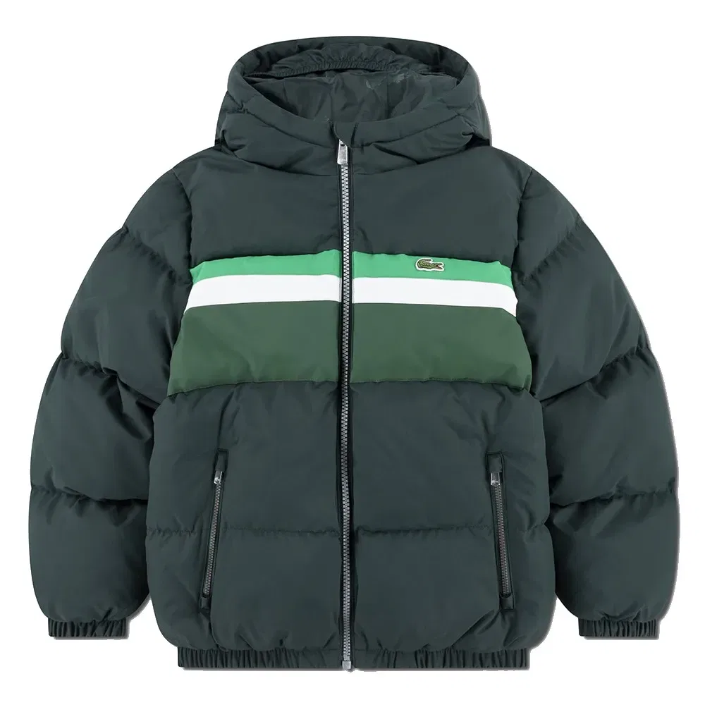 Куртка-пуховик Chest Stripe Lacoste Kids, зеленый
