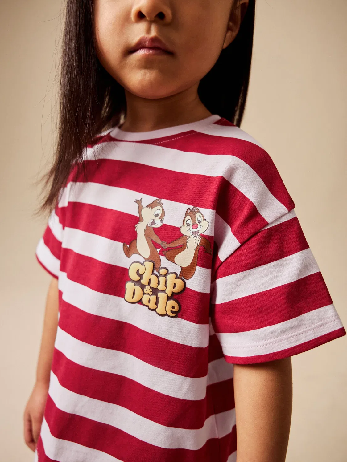 Детский комплект футболка и шорты Disney Chip and Dale Next, красный в розовую полоску — фото 3