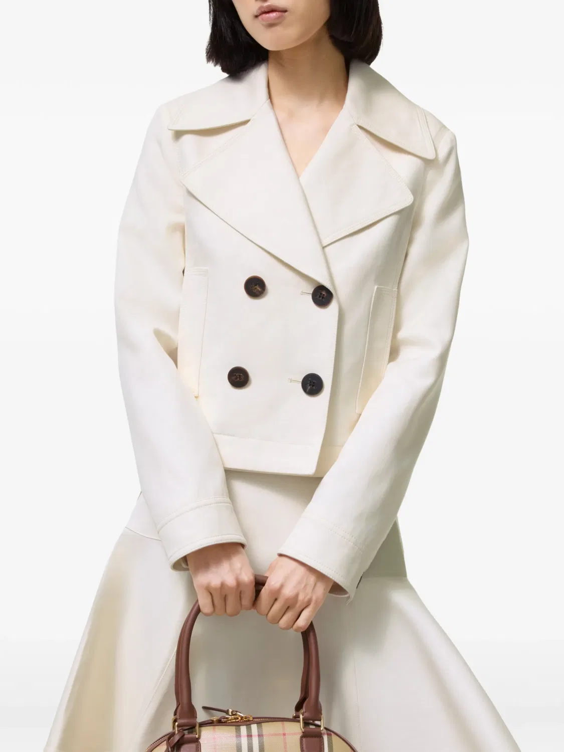 Укороченный жакет Burberry, нейтральные цвета — фото 2