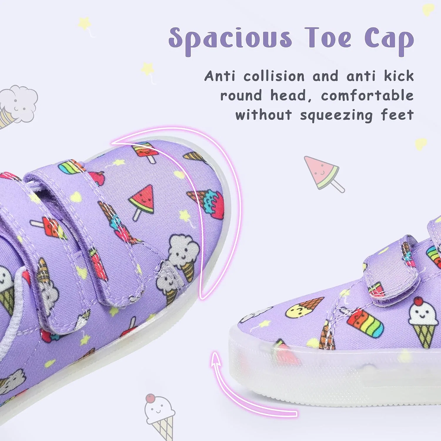 Детские кроссовки для девочек со светящейся подошвой Vivaki YESKIS, Purple Light Up Shoes — фото 3
