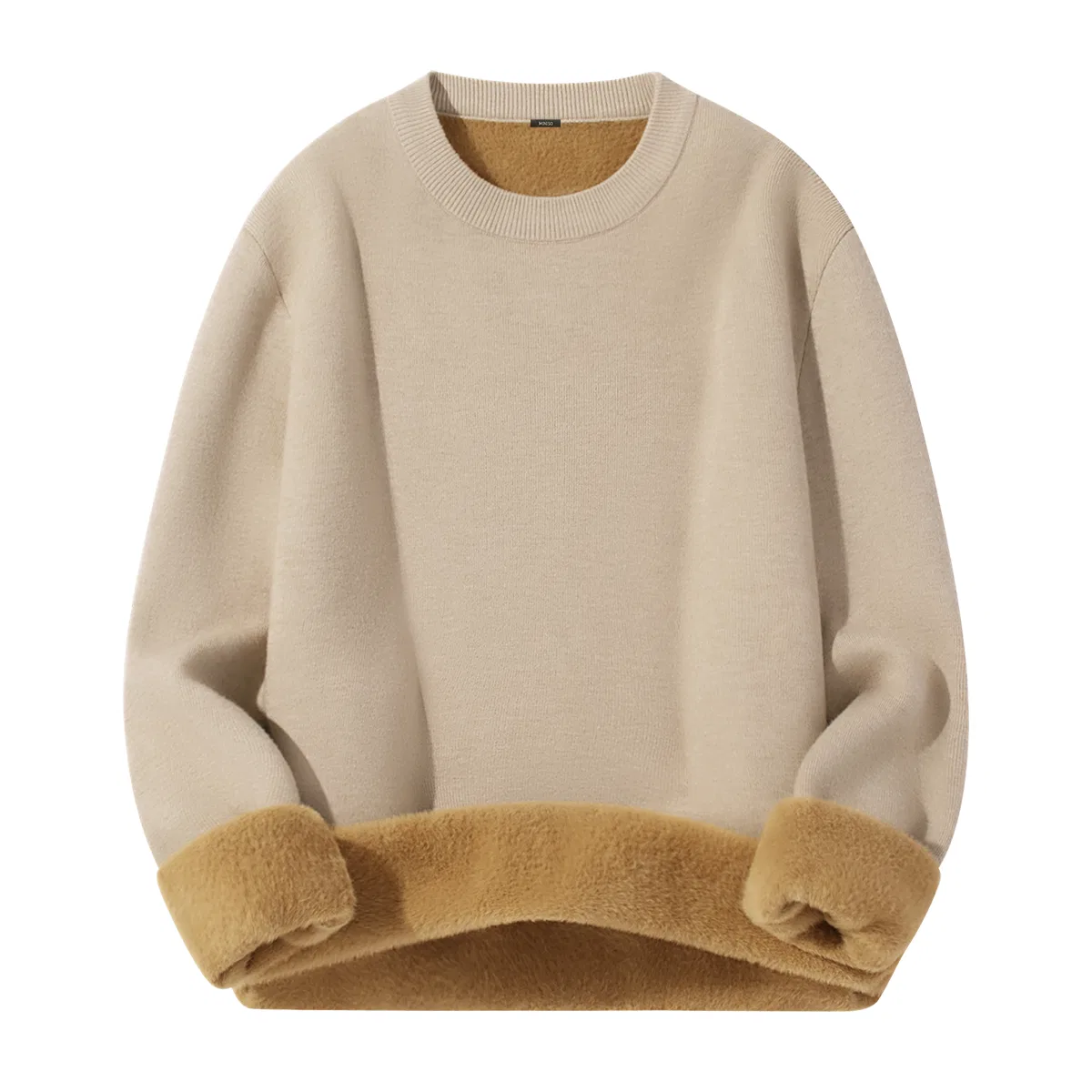 Детский свитер утепленный на флисе MINISO, Khaki Solid Color