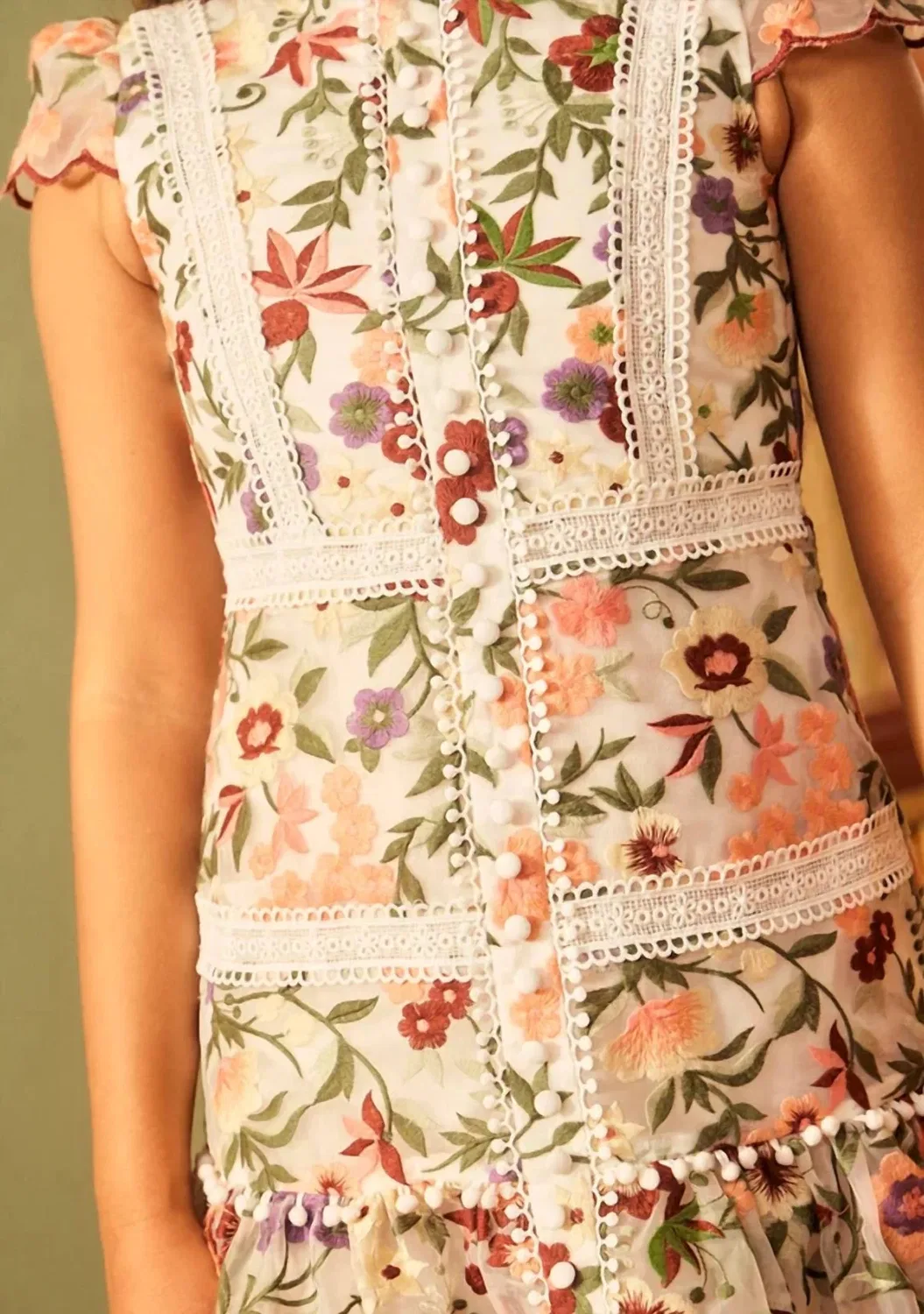 Детское платье для девочек с коротким рукавом и цветочным принтом Anya Embroidered Mini Dress MARLO, White — фото 2