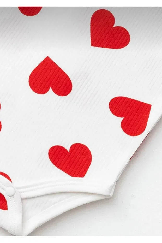 Детское боди-слип для новорожденных хлопковый Sparrow Laurel, White Heart — фото 3