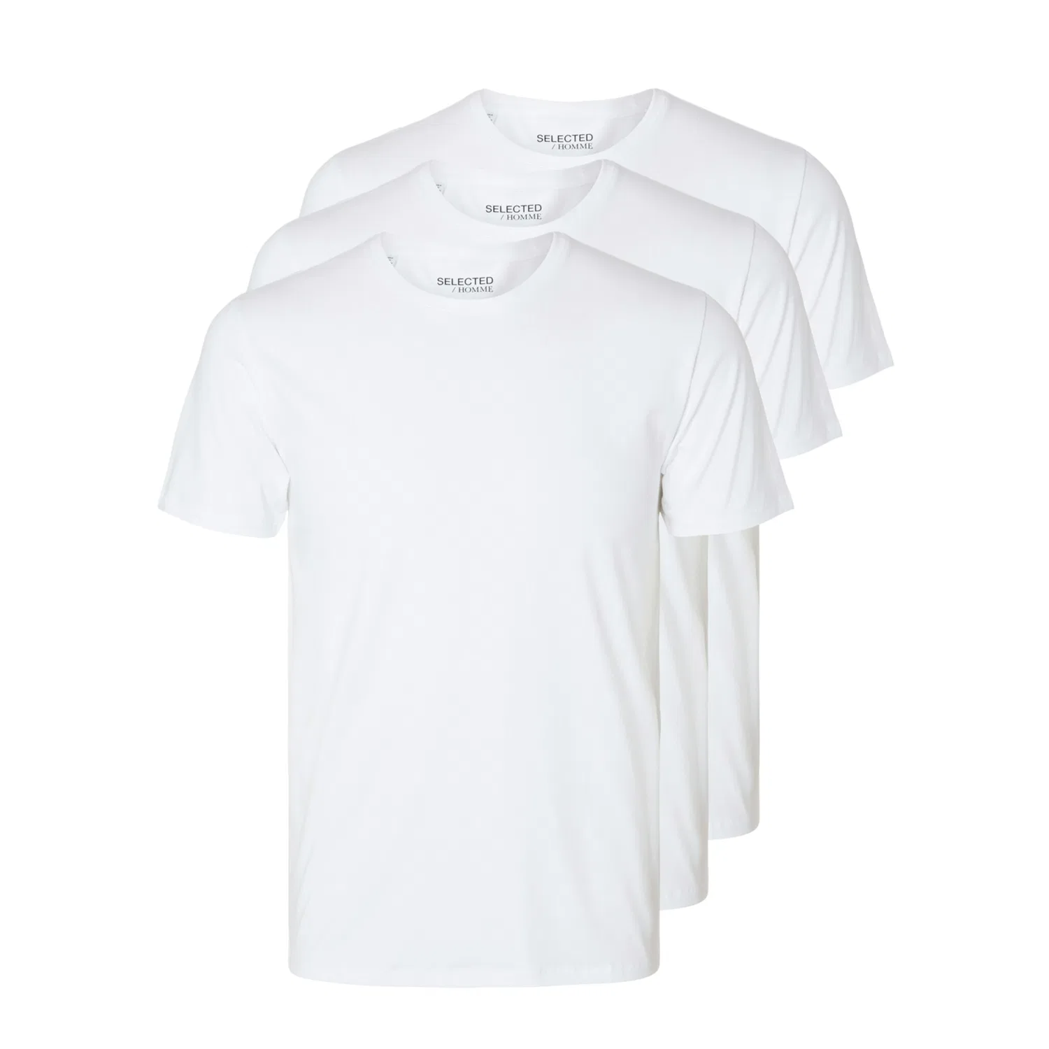 Детская хлопковая футболка с круглым вырезом SELECTED, Bright White