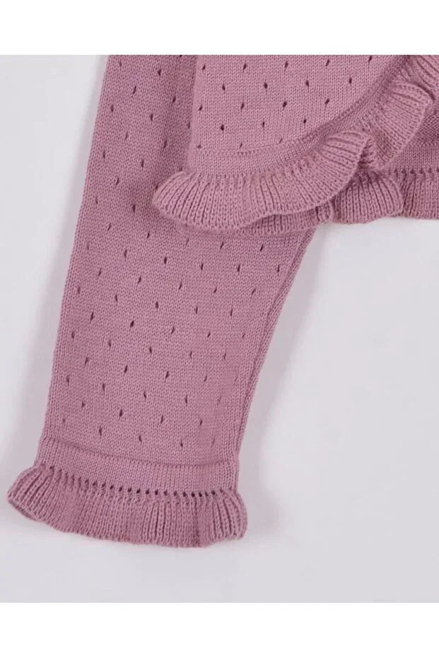 Детское болеро для девочек ажурное Knitwear openwork ruffle detailed bolero Minora, Lilac — фото 3